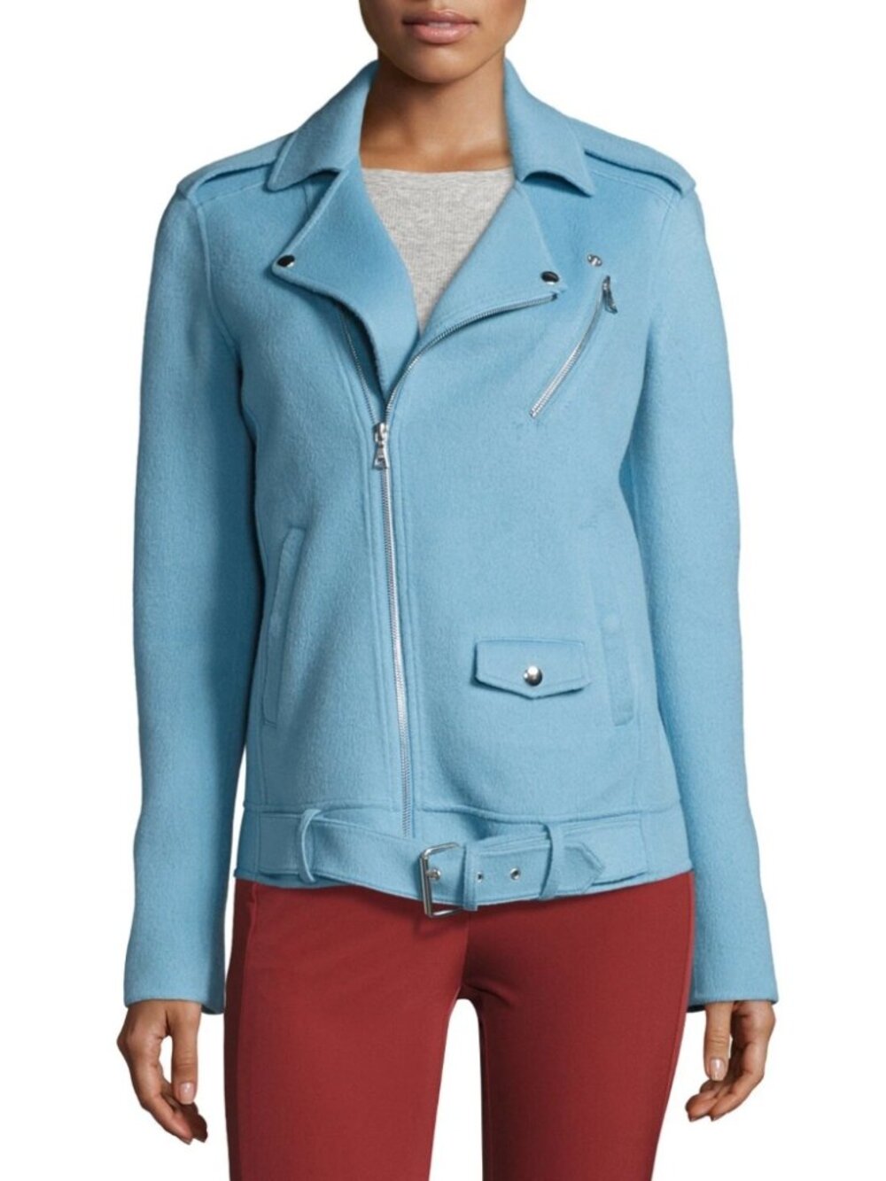 Theory Tralsmin DF Divide Cashmere Wool Moto Blue Jacket - AS IS* Sz M